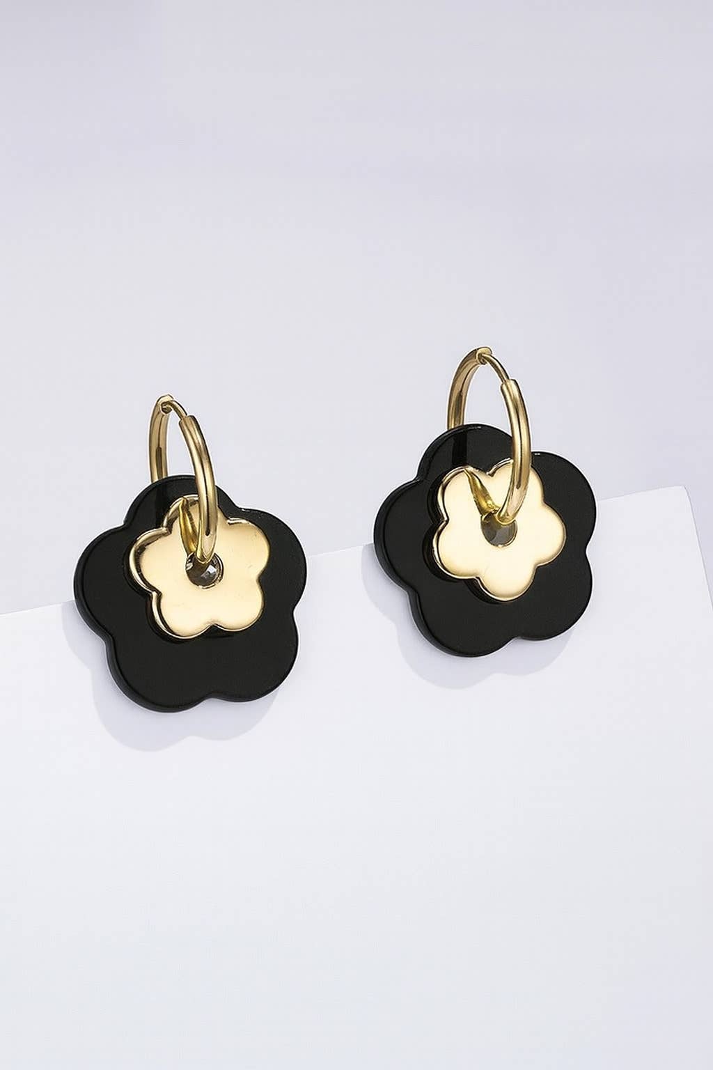 Boucles d'oreilles "Fleurs d'été" Noir