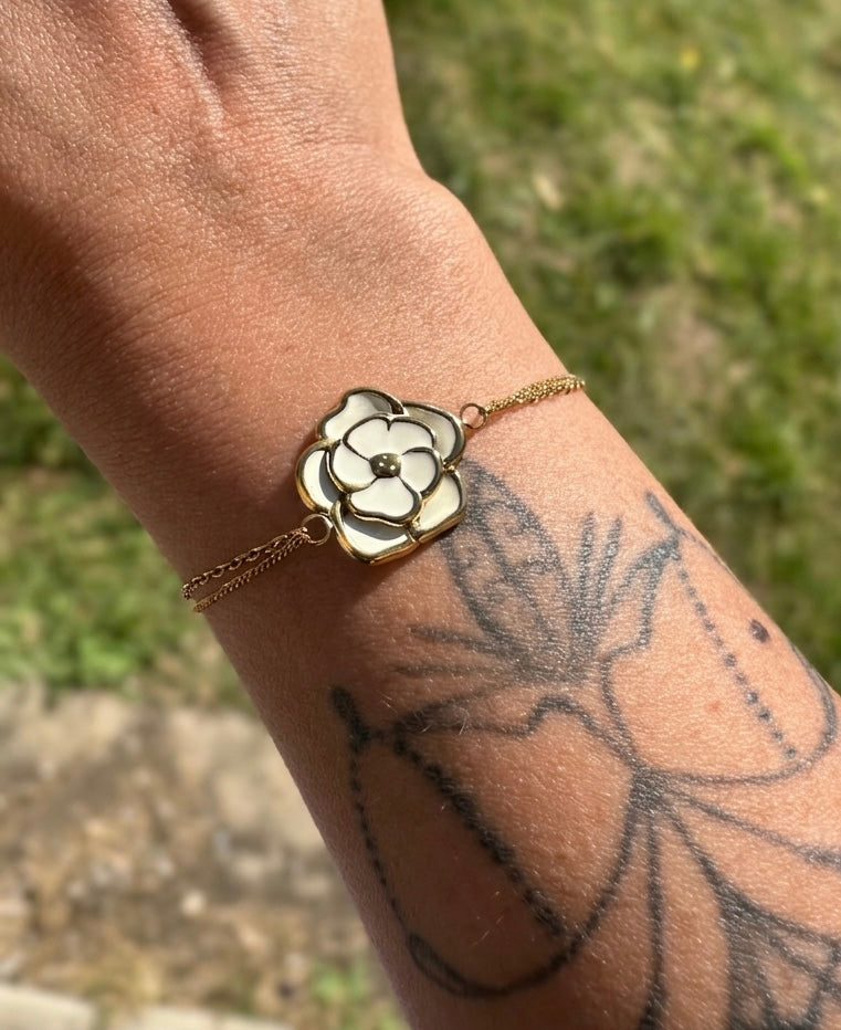 Bracelet Fin Camélia Blanc