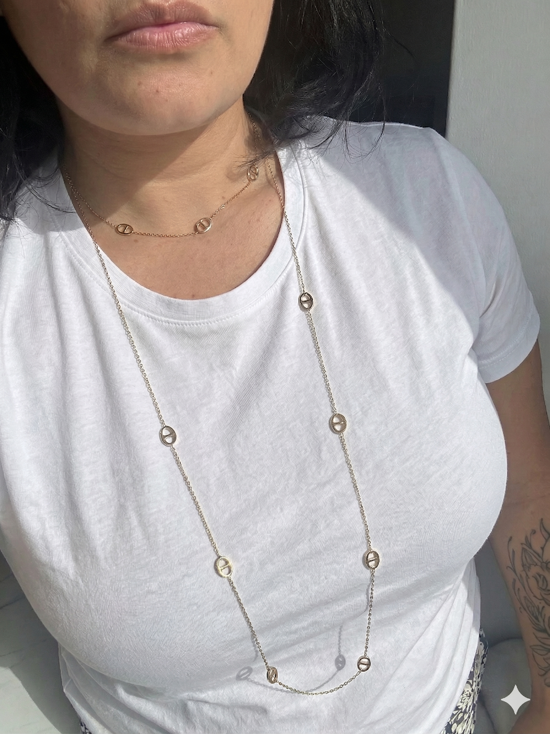 Collier Double Rang Épure Géométrique