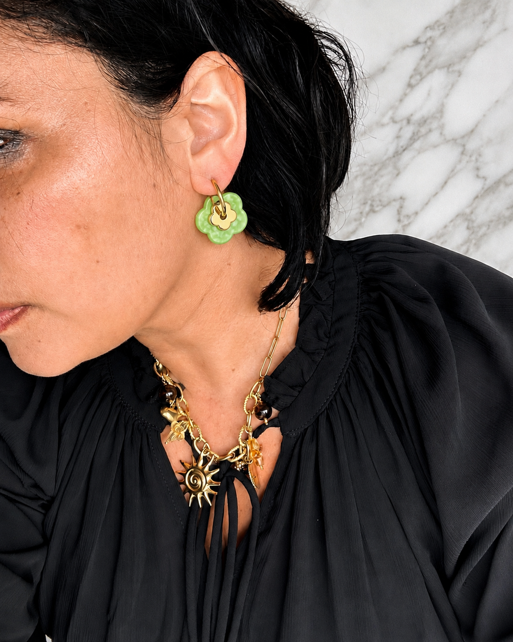 Boucles d'oreilles «Fleurs d’été» Vert Clair