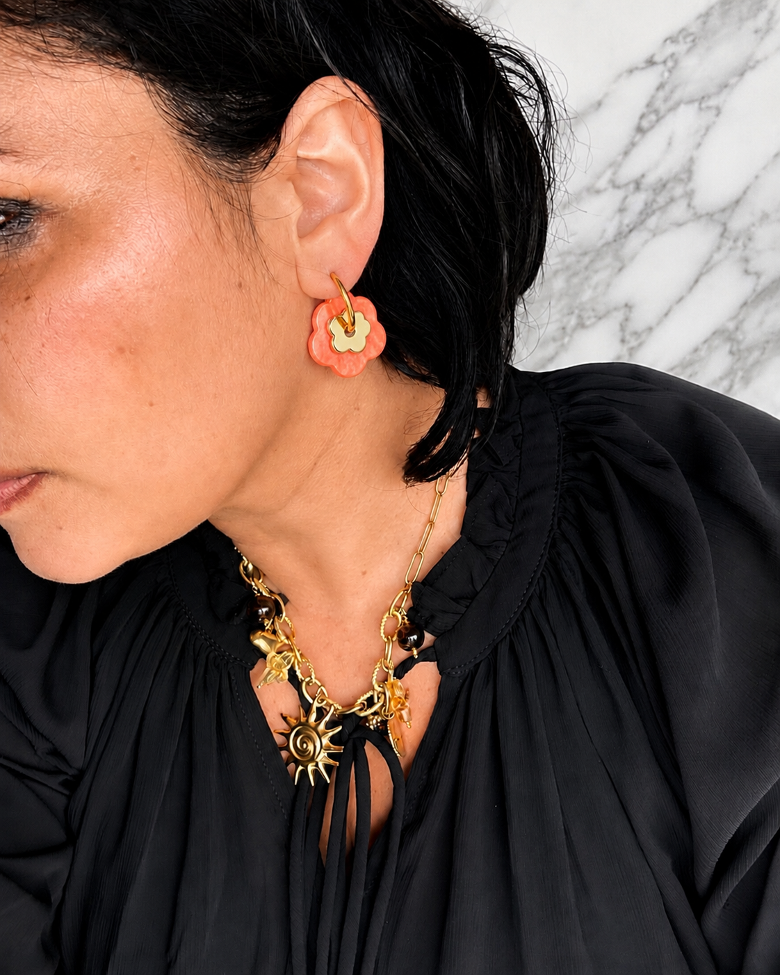 Boucles d'oreilles «Fleurs d’été» Orange