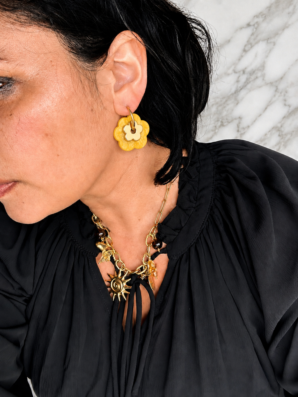 Boucles d'oreilles «Fleurs d’été» Jaune