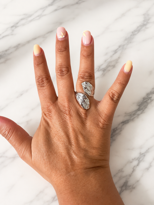 Bague "Brin d'Or" Double Feuille