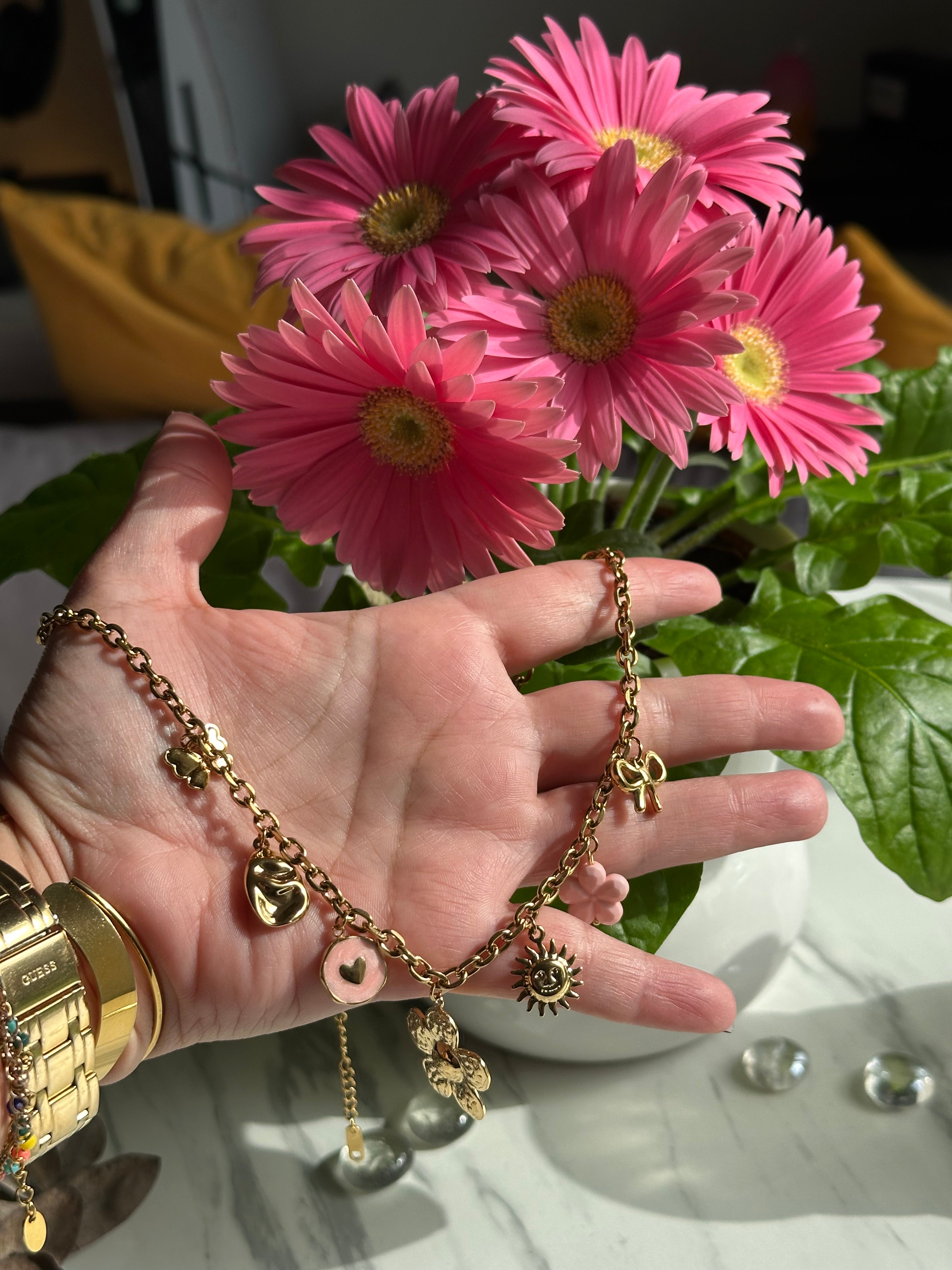 Collier Bohème rose