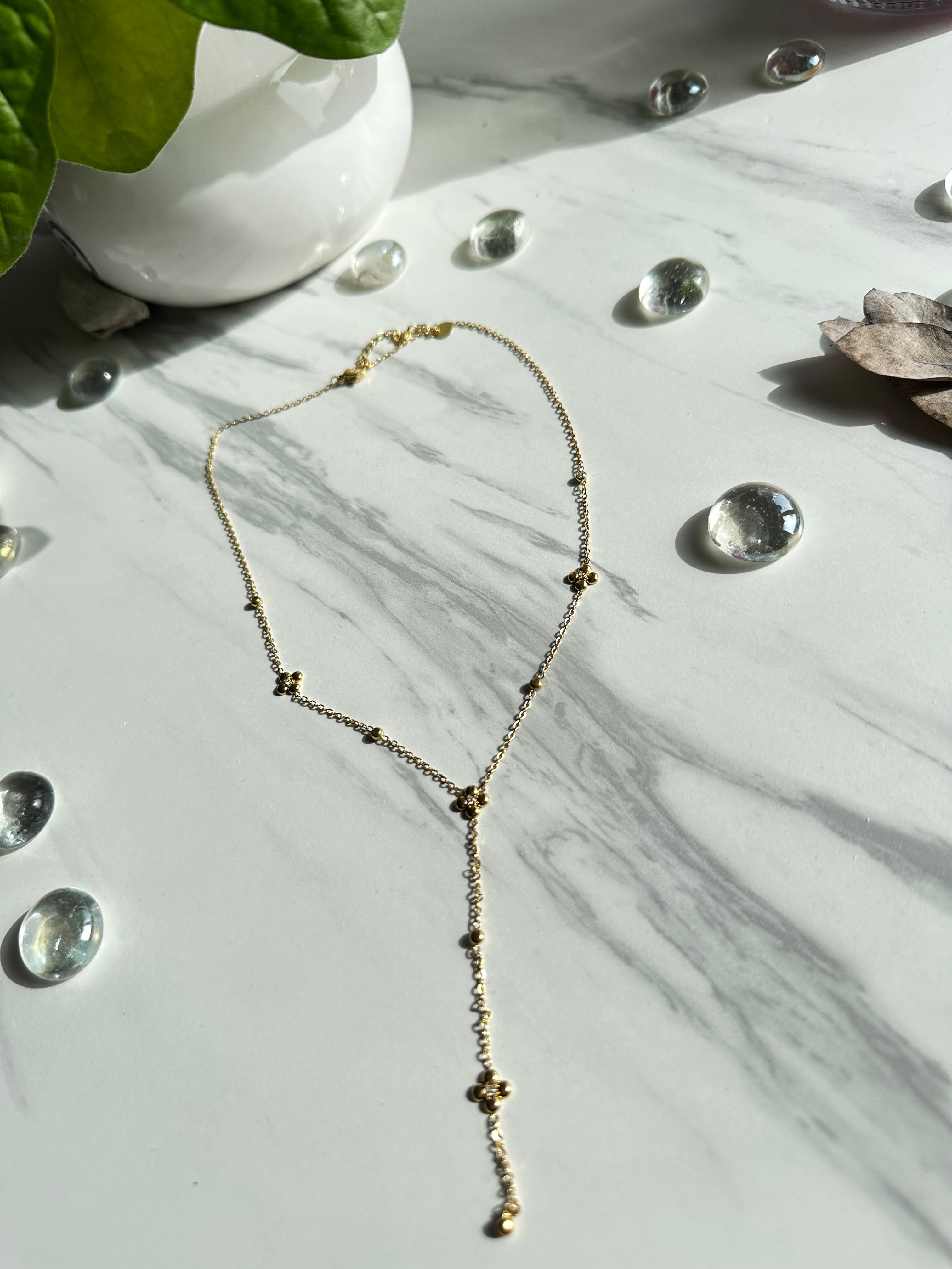 Collier Cravate Cascade de Trèfles