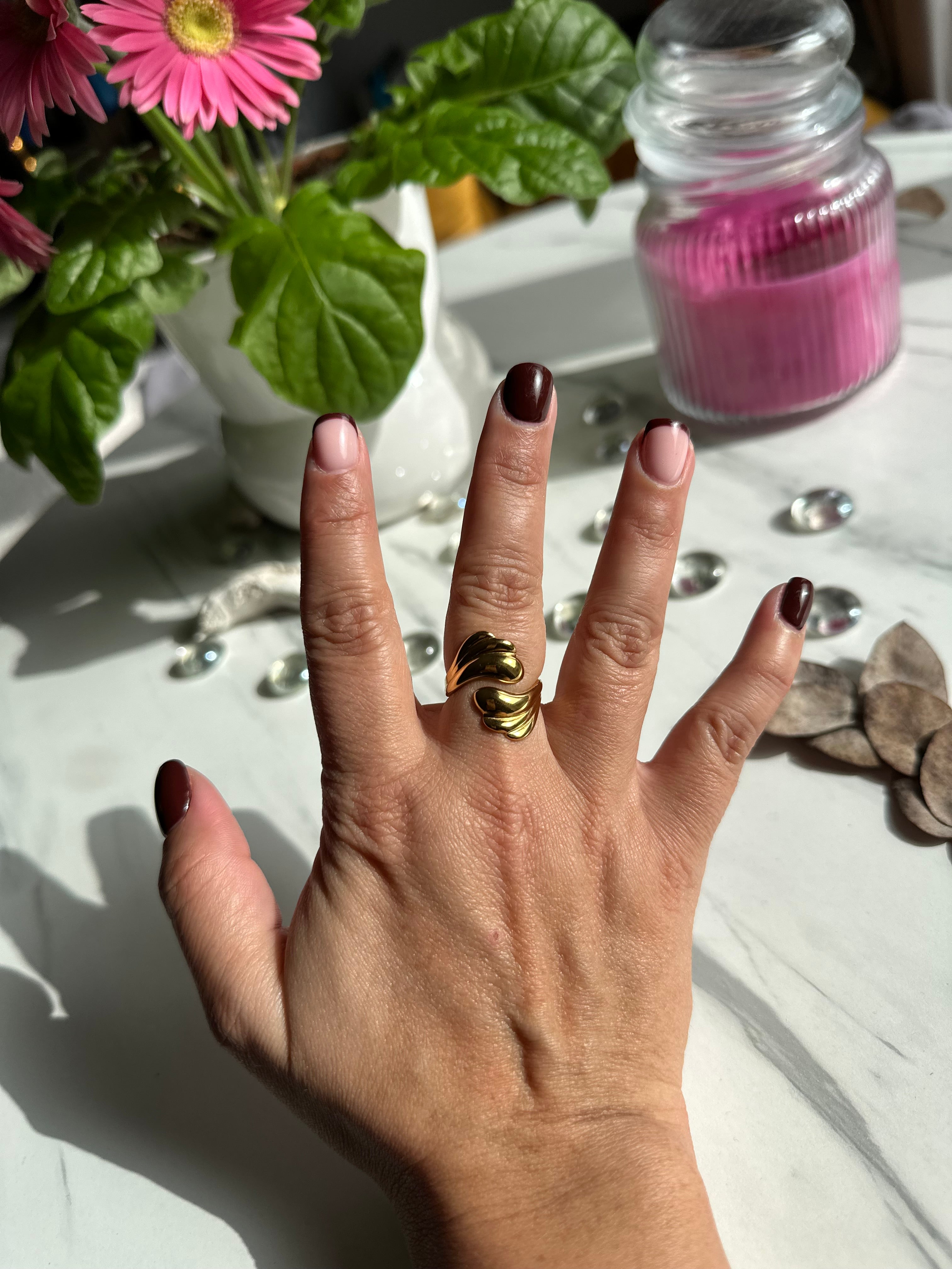 Bague Ajustable Pétale d'Or