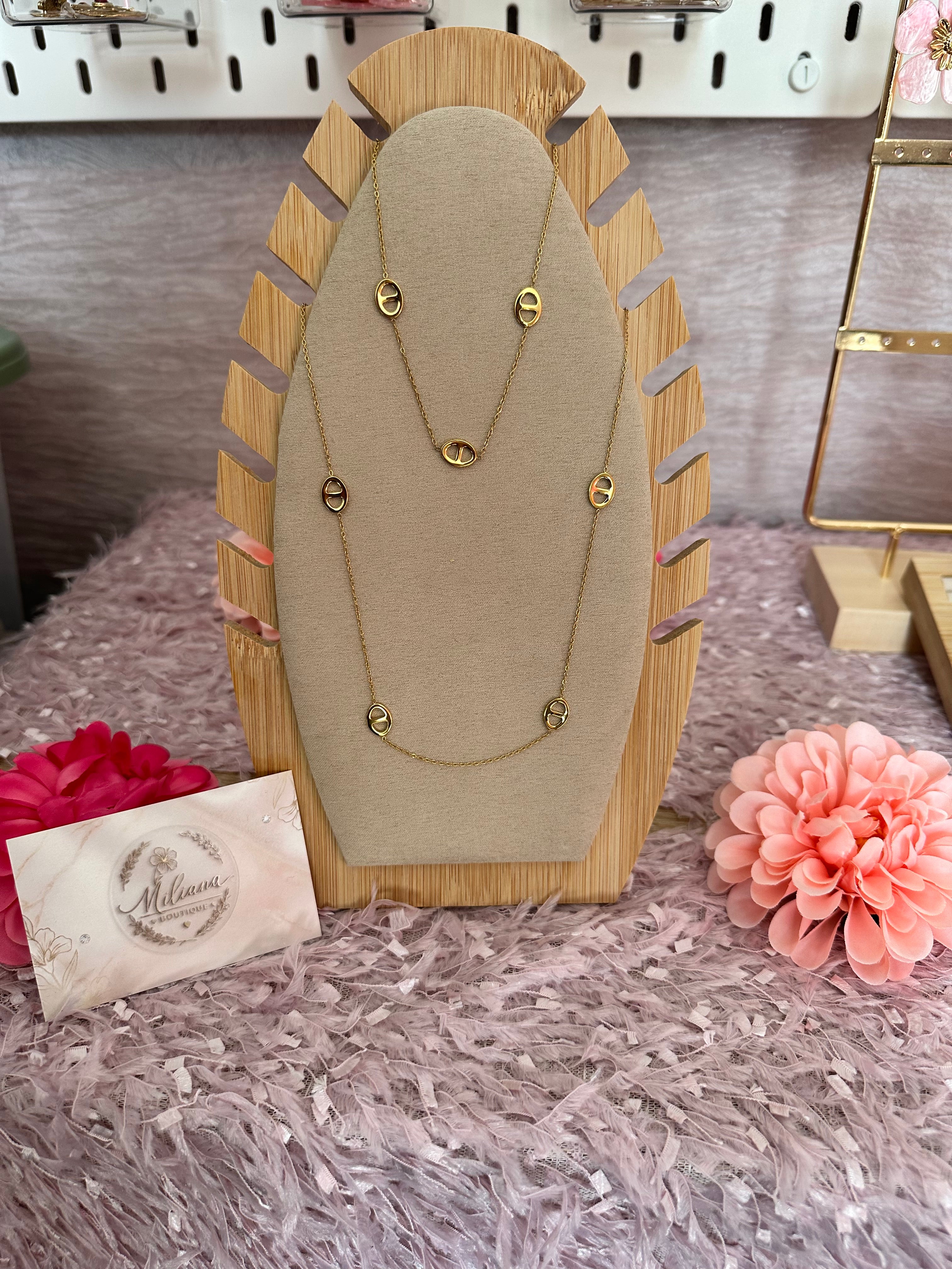 Collier Double Rang Épure Géométrique