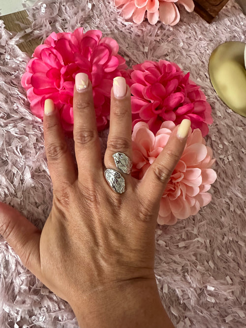 Bague "Brin d'Or" Double Feuille