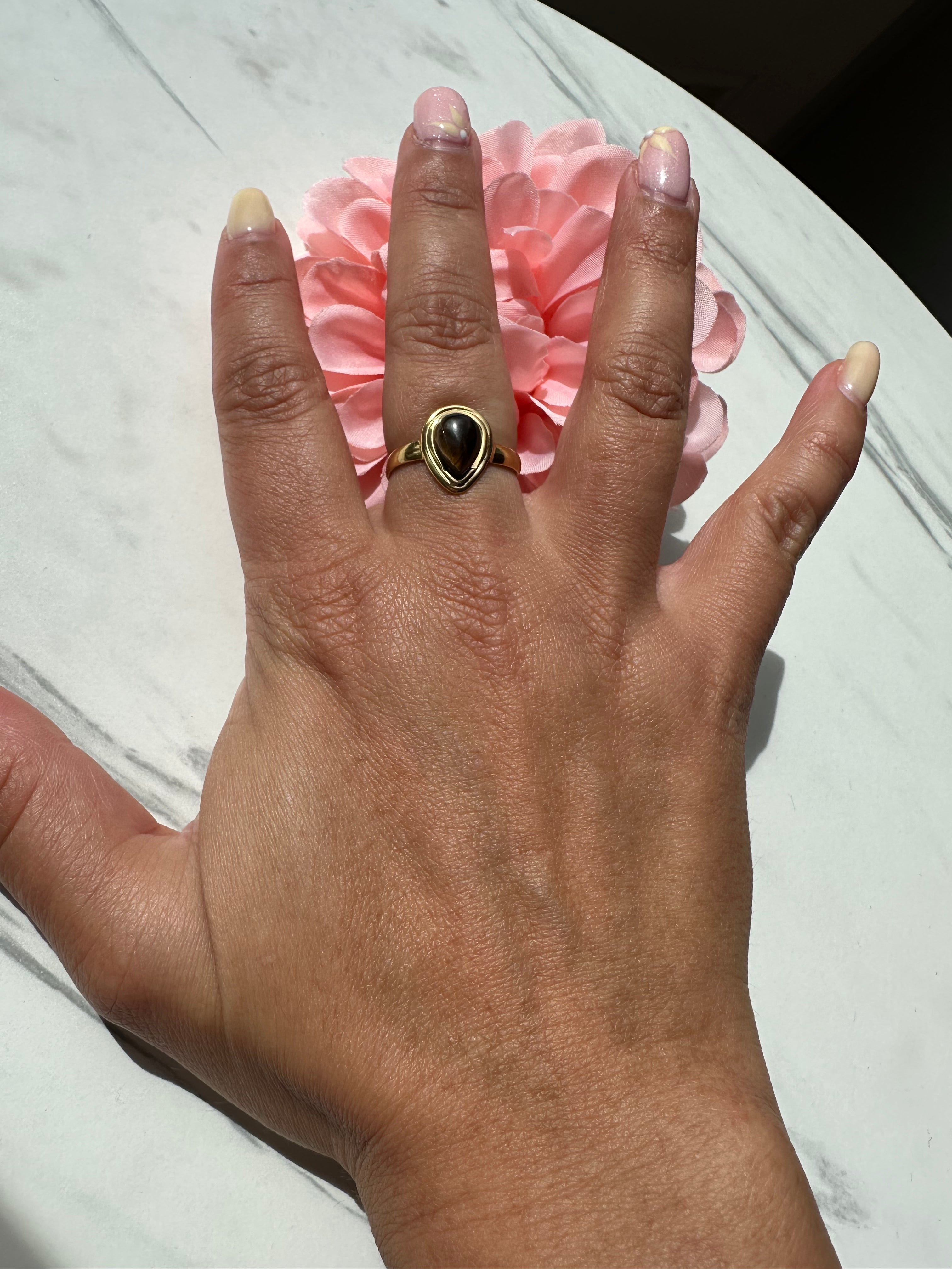 Bague "Goutte Solaire" Œil de Tigre