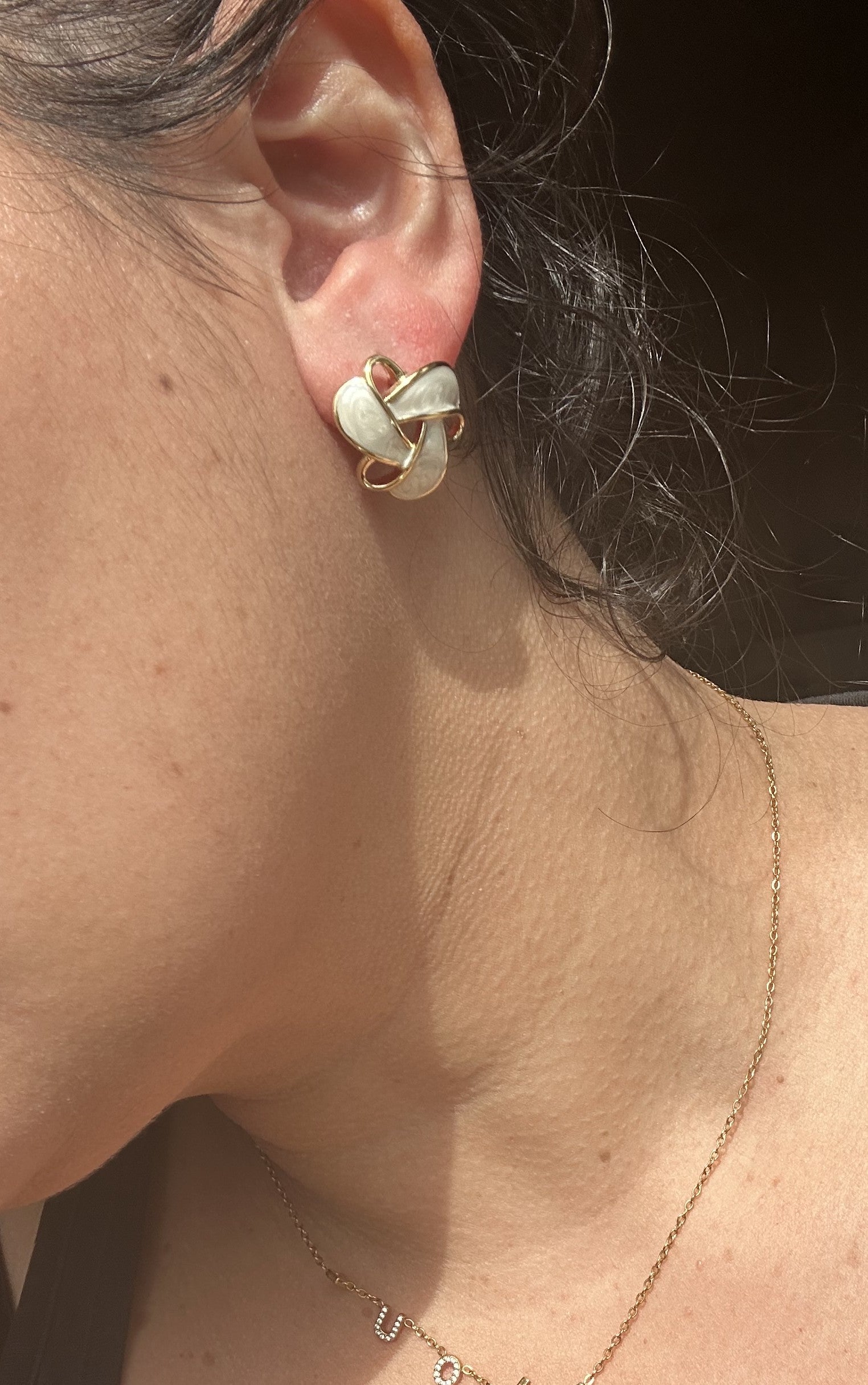 Boucles d'oreilles "Nœud Nacré"
