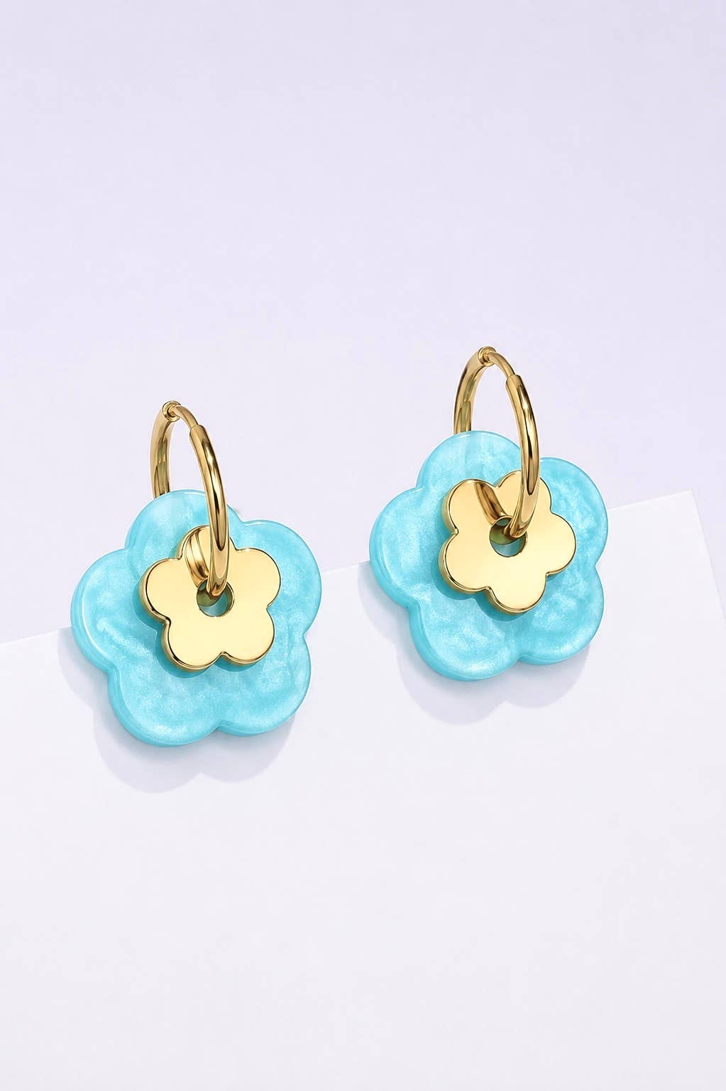Boucles d'oreilles «Fleurs d’été»Bleu