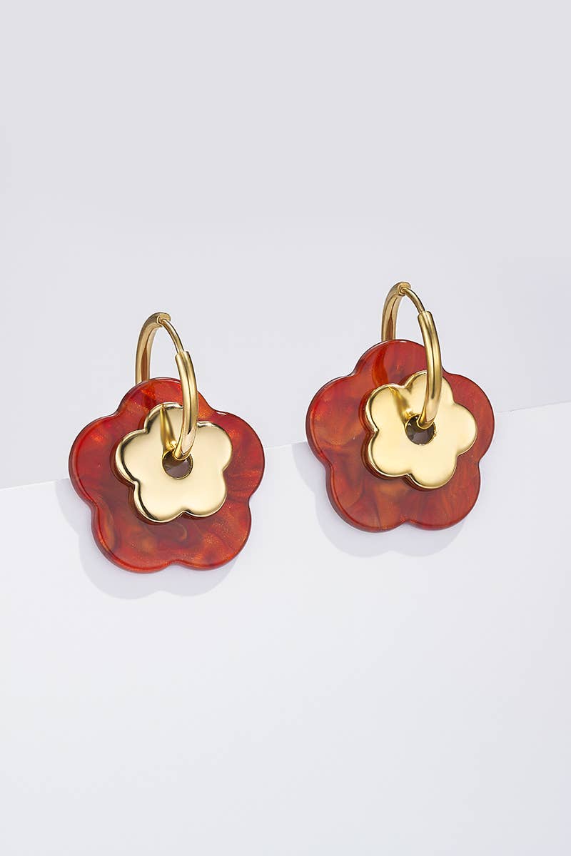 Boucles d'oreilles «Fleurs d’été» Rouge